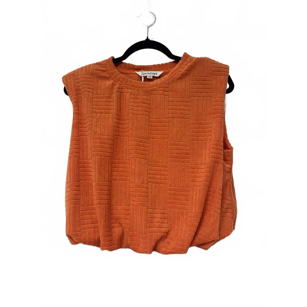 NEW DAVI & DANI women's cropped textured tank in orange